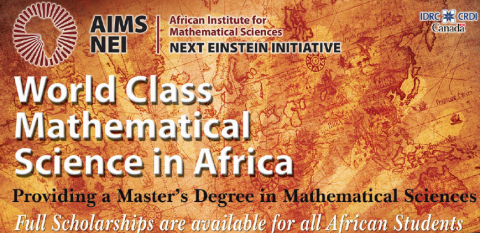 Closed: APPLY: Scholarship at African Institute of Mathematical Sciences (AIMS) Co-operative Masters Program 2017/2018