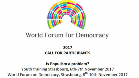 Closed: APPLY: World Forum for Democracy In Strasbourg (Fully Funded) 2017