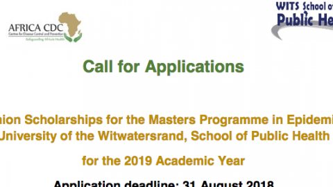 Closed: African Union Scholarships for Masters Programme in Epidemiology at the University of the Witwatersrand, School of Public Health 2019