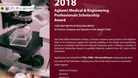 Agbami Medical and Engineering Professionals Scholarship Award for young Nigerians 2018