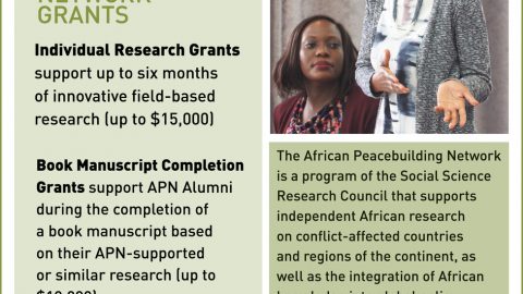 Closed: African Peacebuilding Network Individual Research Grants 2019 for African Researchers ($15000 Grant each)