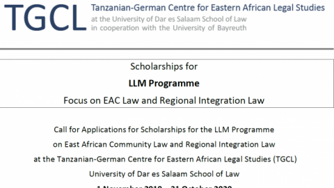 Closed: Tanzanian-German Centre for Eastern African Legal Studies (LLM) Scholarships for East African Lawyers 2019/2020