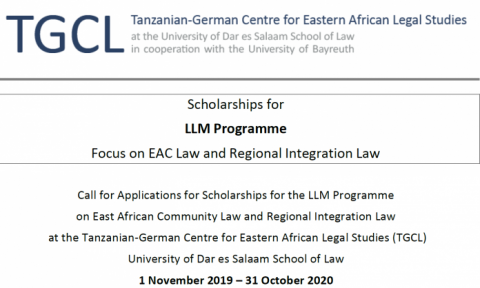 Closed: Tanzanian-German Centre for Eastern African Legal Studies (LLM) Scholarships for East African Lawyers 2019/2020