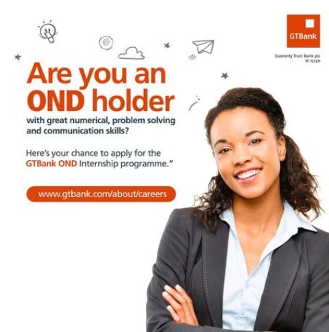 Guaranty Trust Bank (GTB) OND Internship Programme 2019/2020 for young Nigerians