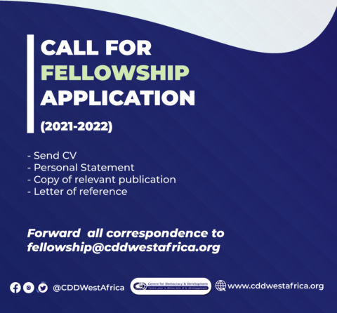 Centre for Democracy and Development Fellowship 2020 (Stipend available)