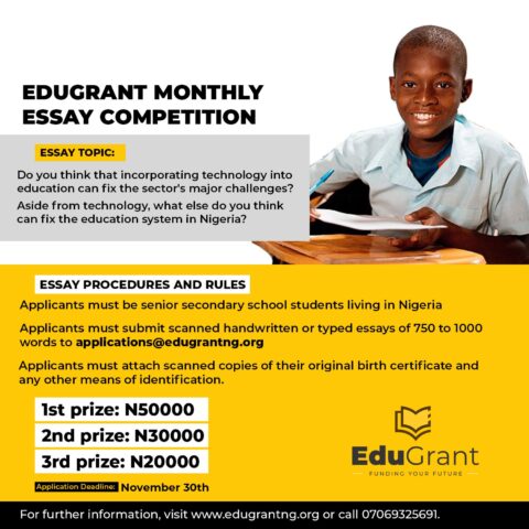 Edugrant Essay Competition for Young Nigerians.