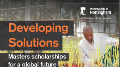 University of Nottingham Developing Solutions Masters Scholarship 2021