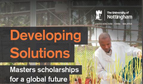 University of Nottingham Developing Solutions Masters Scholarship 2021