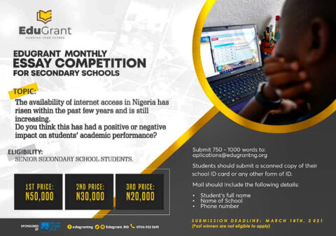 EDUGRANT Essay Competition for Secondary Schools.