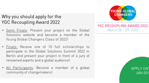 Closed: Young Global Changers Recoupling Awards 2022 (Fully Funded)