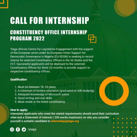 Closed: YIAGA Constituency Office Internship Program 2022