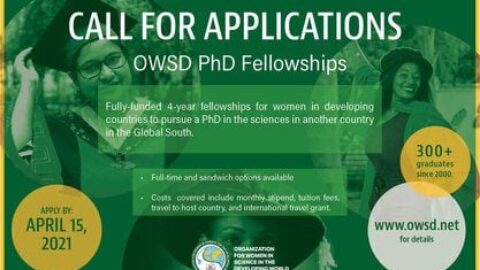 OWSD PhD Fellowships For Women Scientists 2022 (Funded)