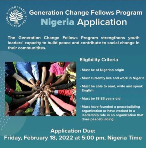 Closed: USIP Generation Change Fellows Program 2022 (Fully Funded)