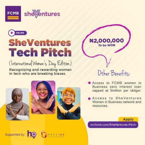 Closed: SheVentures First City Monument Bank Tech Pitch 2022 for women in tech (Two million Naira Cash Prize)