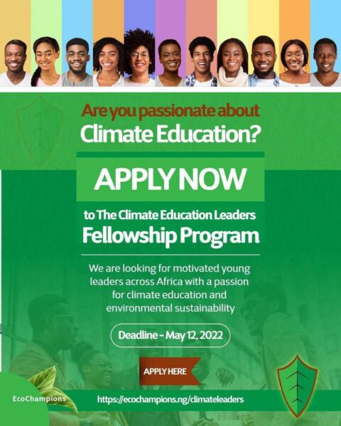 Closed: EcoChampions Climate Education Leaders Fellowship for Young Africans 2022