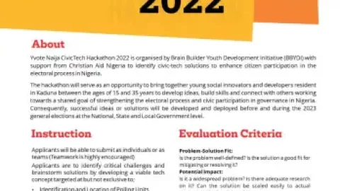 Closed: YVote Naija CivicTech Hackathon 2022 ($5000 Grant)