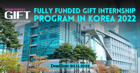 GIFT Internship Program in Korea 2022 for Tech Enthusiast(Fully Funded)