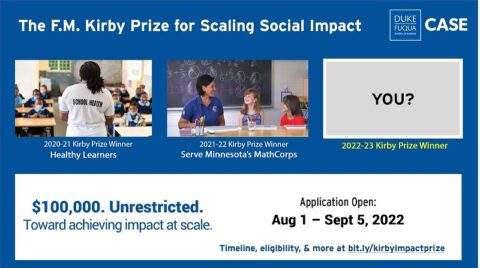 Fred Morgan Kirby Prize for Scaling Social Impact 2022-2023 (Up to $100,000)
