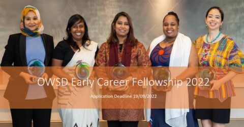 OWSD Early Career Fellowship for Women(Up to $50,000)