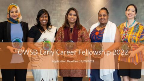 OWSD Early Career Fellowship for Women(Up to $50,000)