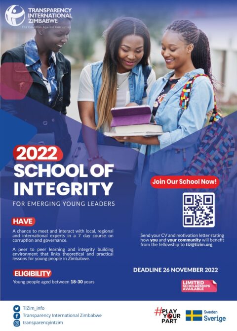 Closed: Transparency International Zimbabwe School of Integrity for emerging young Leaders 2022