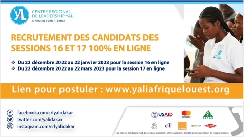 YALI Regional Leadership Center Dakar Online Cohort 16/17 Programme for young Africans