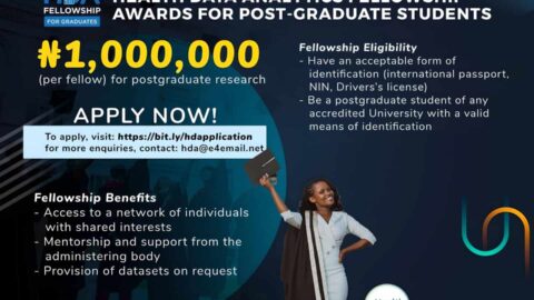 Health Data Analytics Graduate Fellowship For Nigerians (Up to N1,000,000)2023