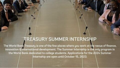 The World Bank Treasury Summer Internship Programme (2024)
