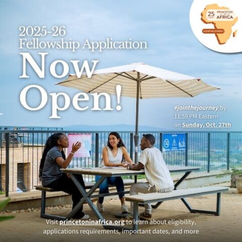 Princeton in Africa Fellowships (2025/2026) for young African graduates.