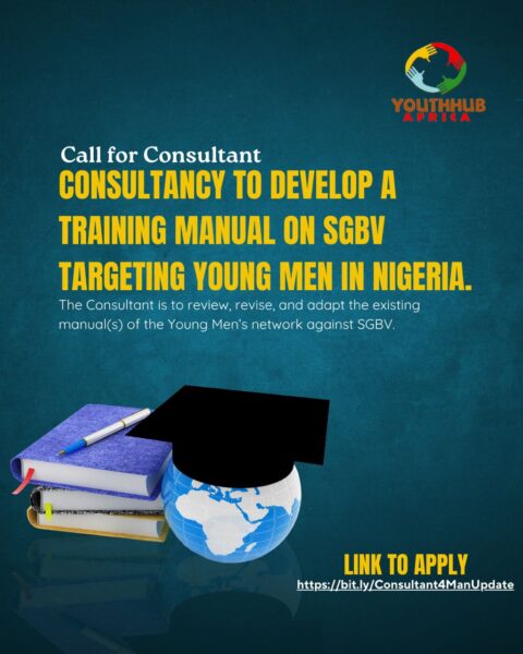 YouthHubAfrica Call for Consultant: Consultancy to develop a training manual on SGBV targeting young men in Nigeria.