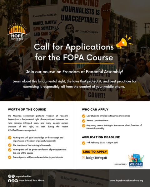 CALL FOR APPLICATIONS: Course on Freedom of Peaceful Assembly (FOPA) 